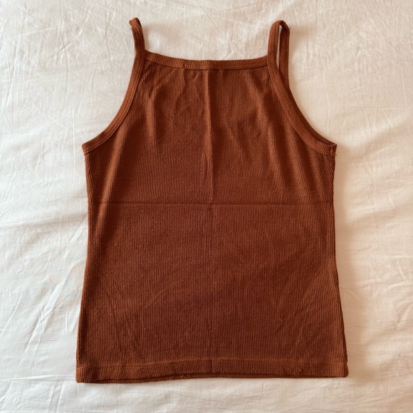 Brandy Melville Brown Ribbed Fitted Tank Top - Picture 3 of 3